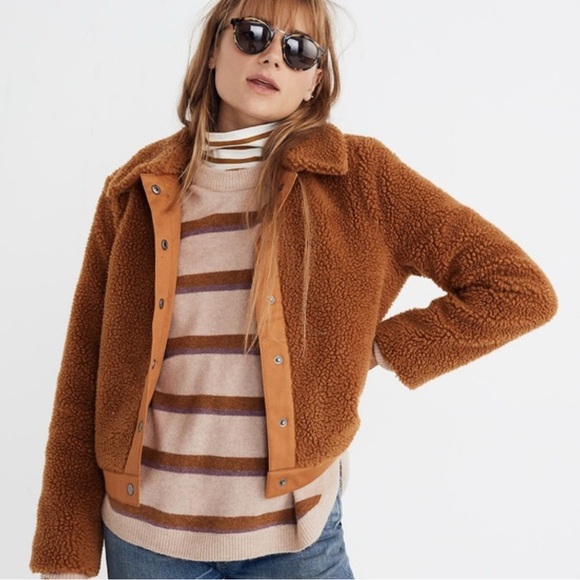 Jackets & Blazers - Madewell size M brown faux fur bomber jacket